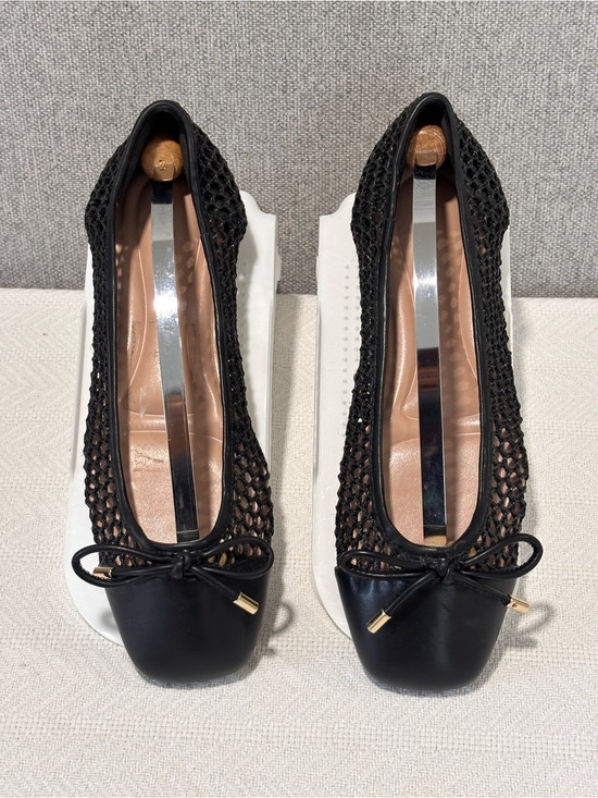 BCBGeneration Shoes - 🩵BCBGeneration Black Mesh & Leather Bow Ballet Flats with Gold Accents